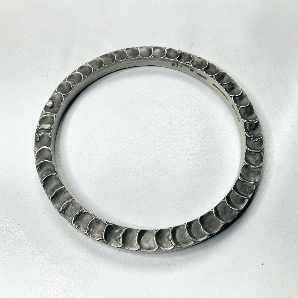 Vtg Danish Modernist Pewter Bangle Jorgen Jensen Signed
